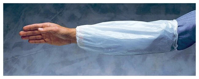 (12) Ansell Vinyl Disposable Safety Sleeve 18 " 59-002 VSC-HS-L Elastic Ends HR