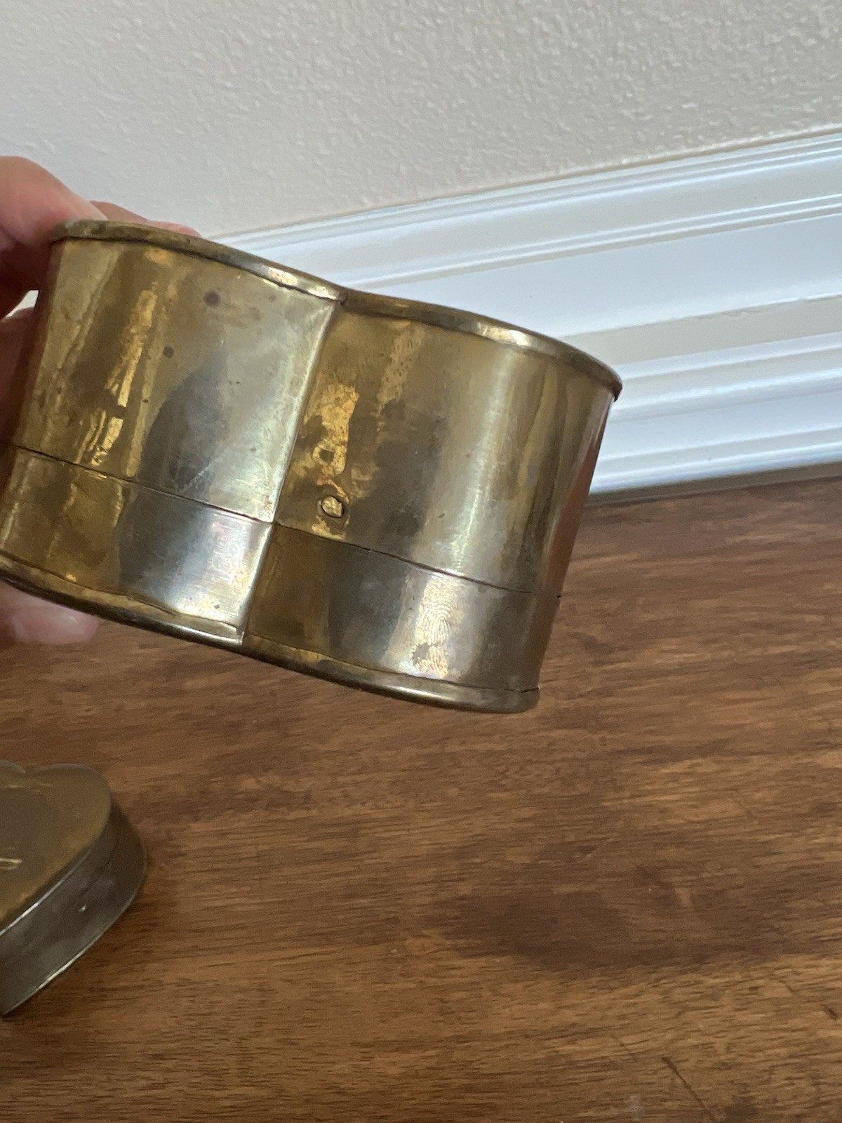 Set Of 2 Heart Shaped Polished Brass Hinged Nesting Boxes
