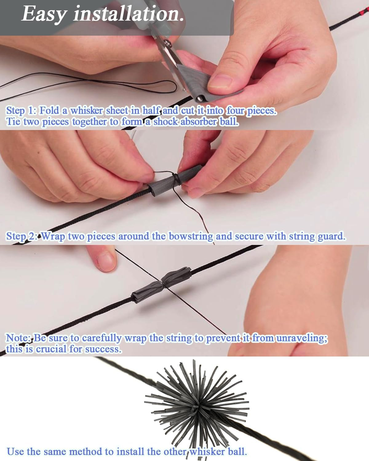 4 Pcs Bow String Whiskers Silencers Reduce String Noise and Vibration for Recurv