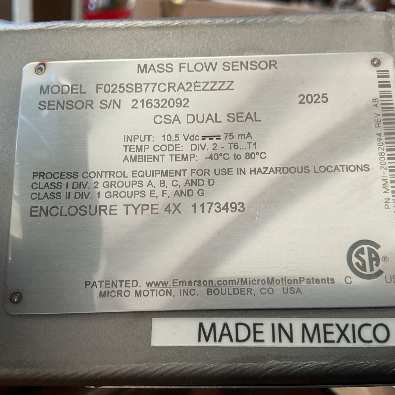NEW MICRO MOTION F025SB77CRA2EZZZZ CORIOLIS METER WITH 1600 TRANSMITTER