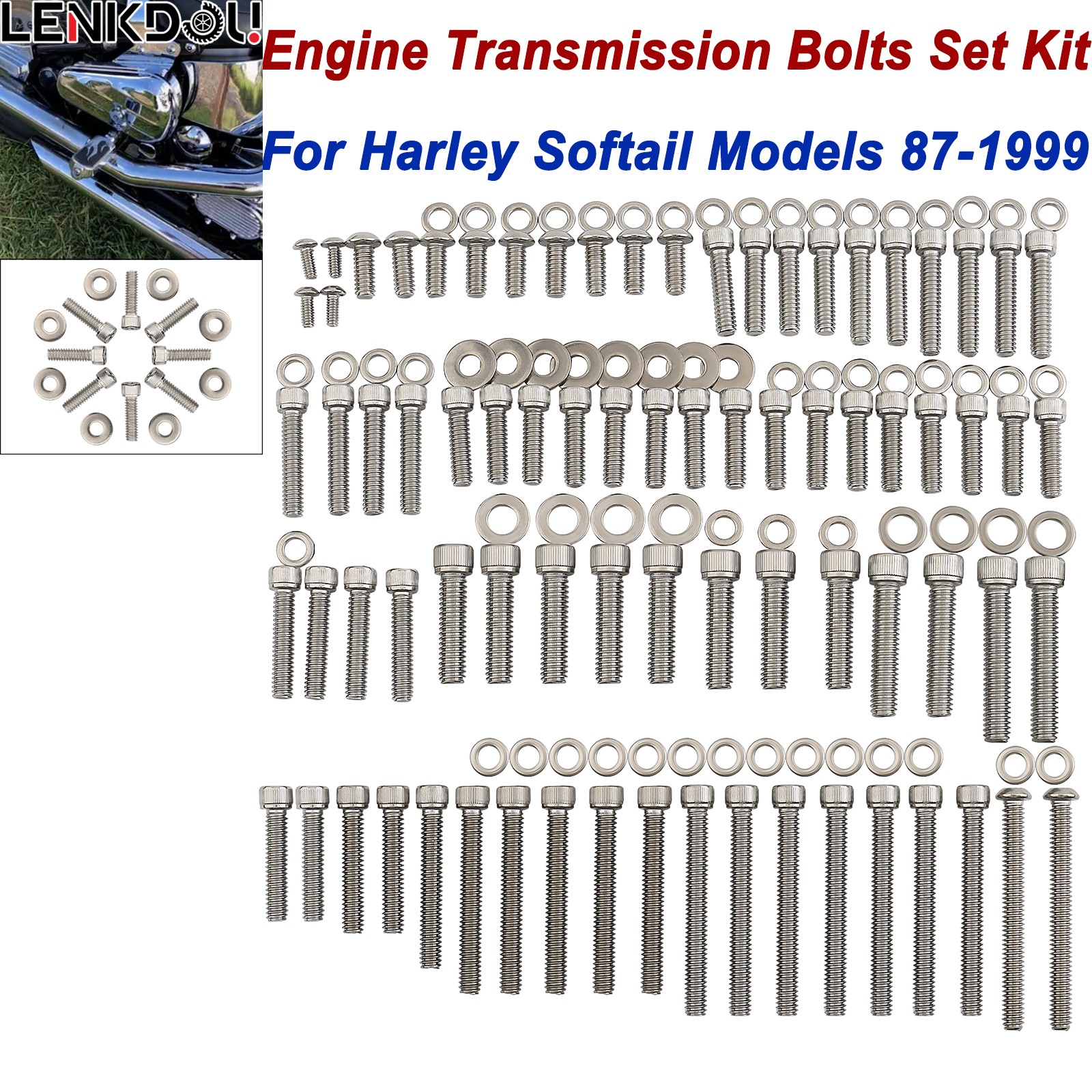 For Harley Softail Engine Stainless Steel Bolts Kit Springer Custom FLST 1987-99