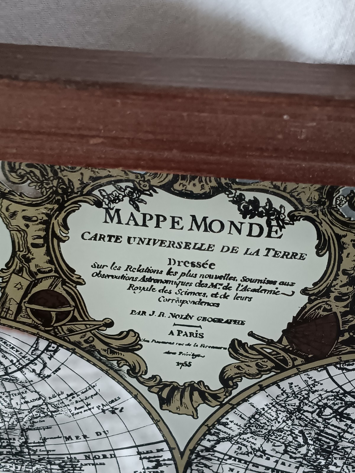 Vintagr Mappe Monde Global Map Mirror 13x9