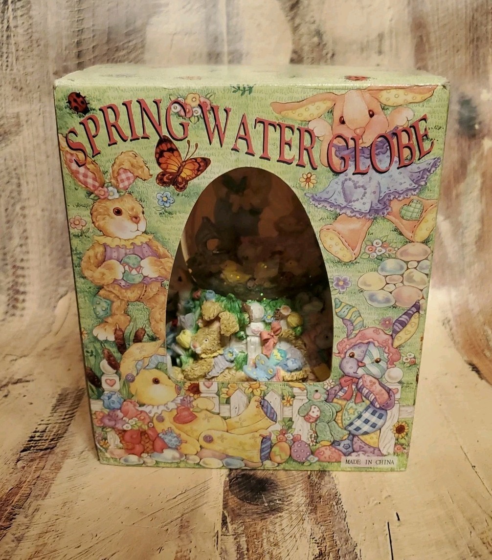 Easter Bunny Egg-shaped  Spring Water Globe Music Box "Easter Parade" Excellent