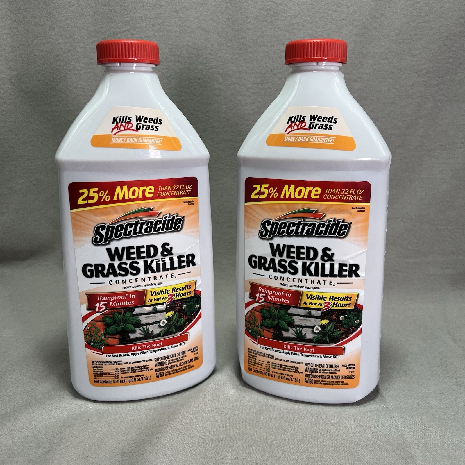 2 Pack Spectracide Weed & Grass Killer, 40 oz Each New Fast Acting Rainproof