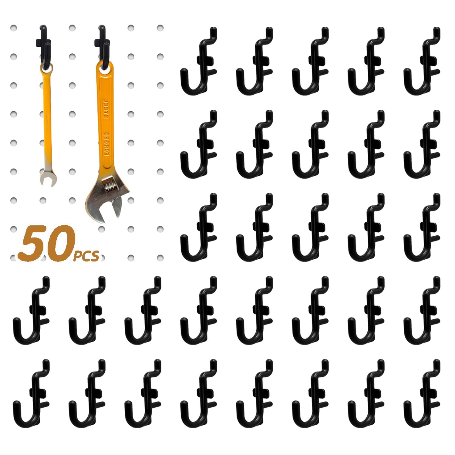 zDwfDc 50PCS Pegboard Hooks Plastic Peg Board J for 50Pcs, Black