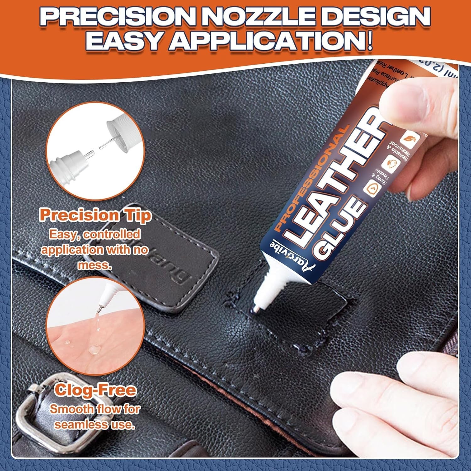 Leather Glue, 60ml Strong & Flexible Leather Adhesive – Waterproof, Quick-Dry &