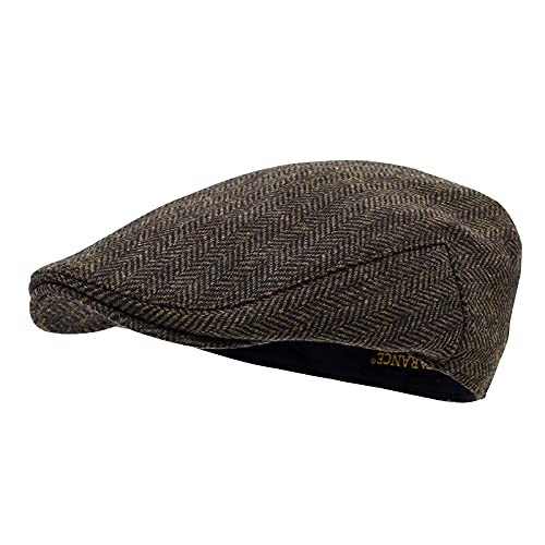 STARANCE Men Hat Wool Blend Newsboy Ivy Tweed Flat Cap 7 1/4 Herringbone Coffee