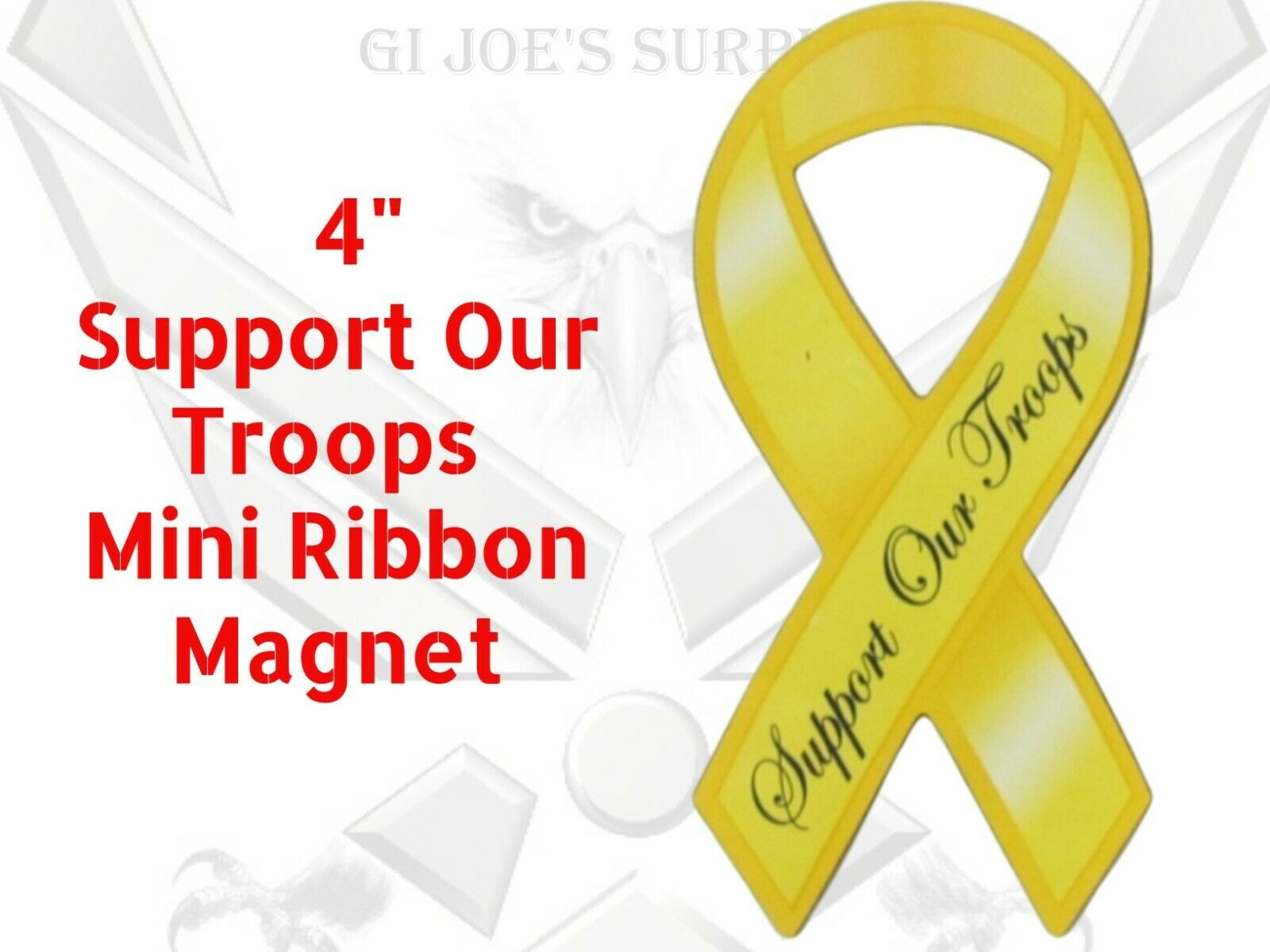 New Single Support Our Troops 4" Mini Military Ribbon Auto Magnets F5