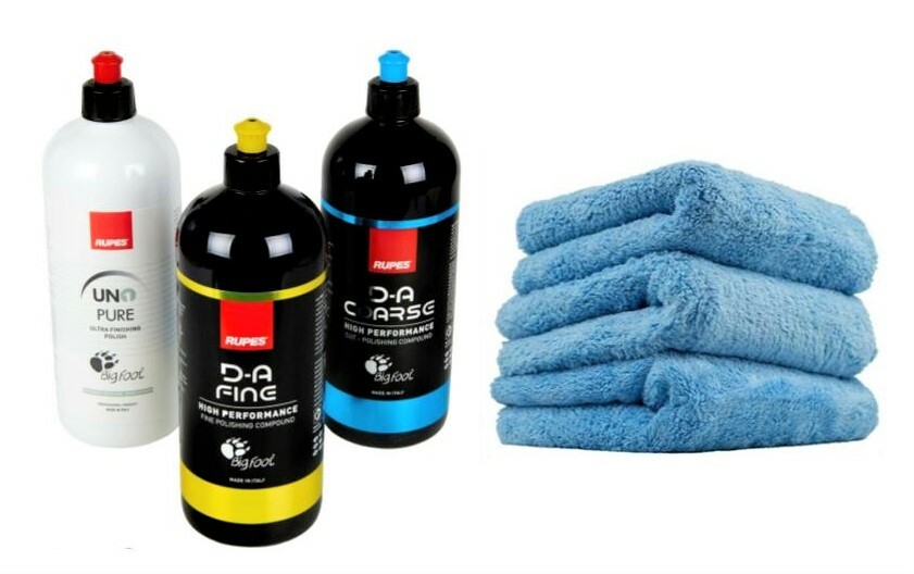Rupes New DA System Combo Kit 3 1 Liter Bottles | Coarse Fine Polish FREE TOWELS