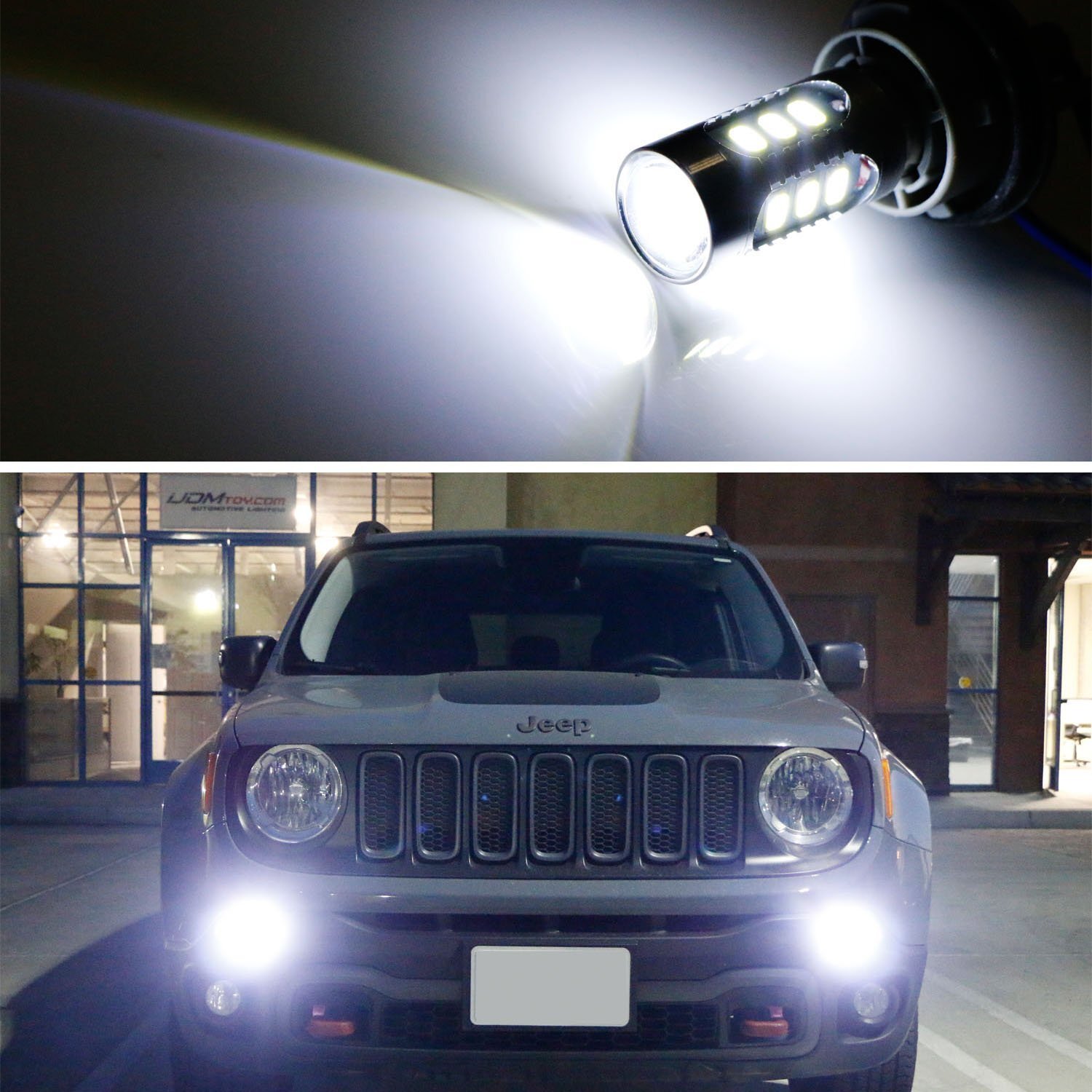 (2) 6500K White LED Daytime Running Light Bulbs For 2015-2019 Jeep Renegade