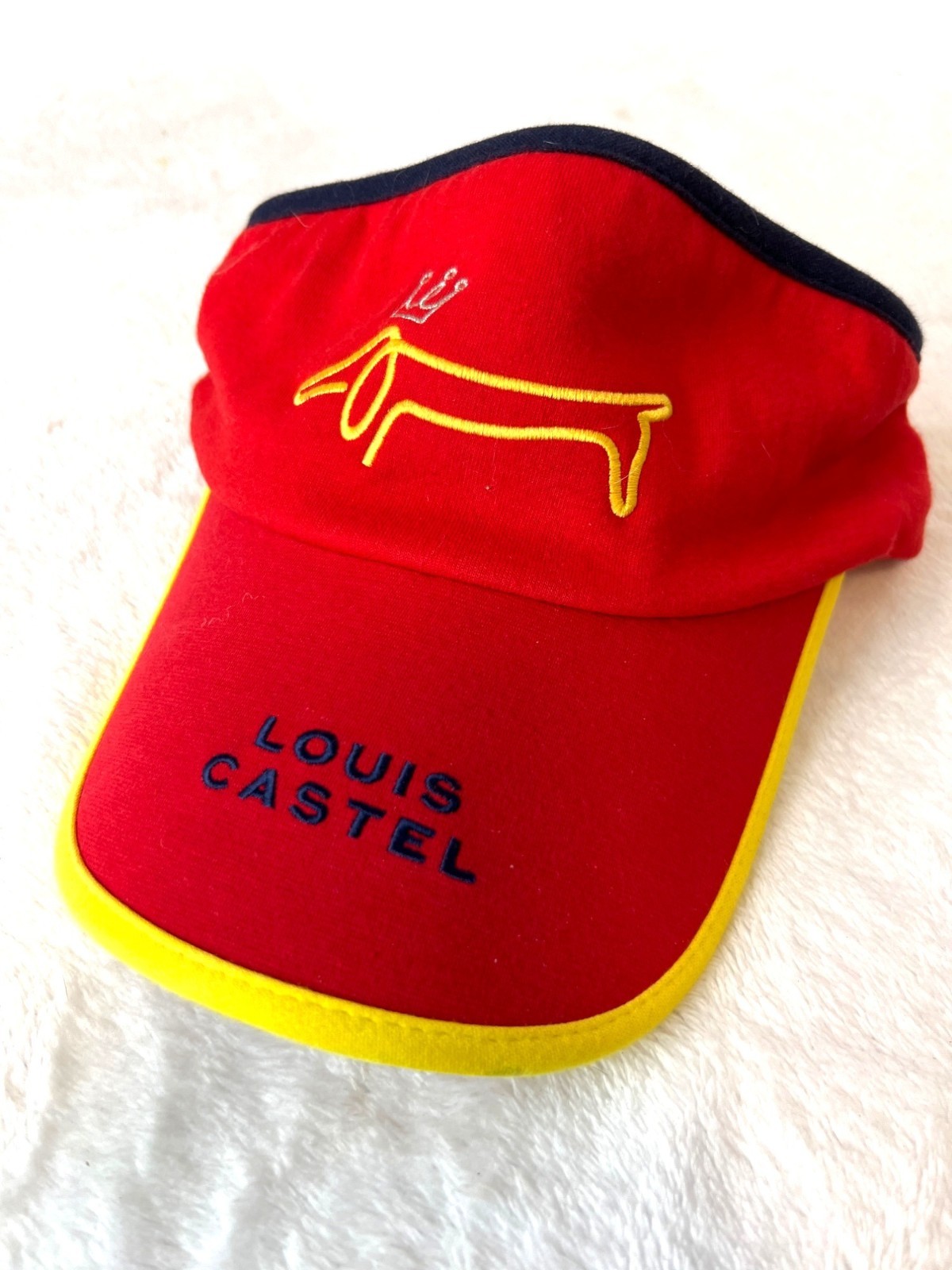Louis Castel Red Yellow Visor Cap Hat Korea Golf Dachshund One Size Wiener Dog