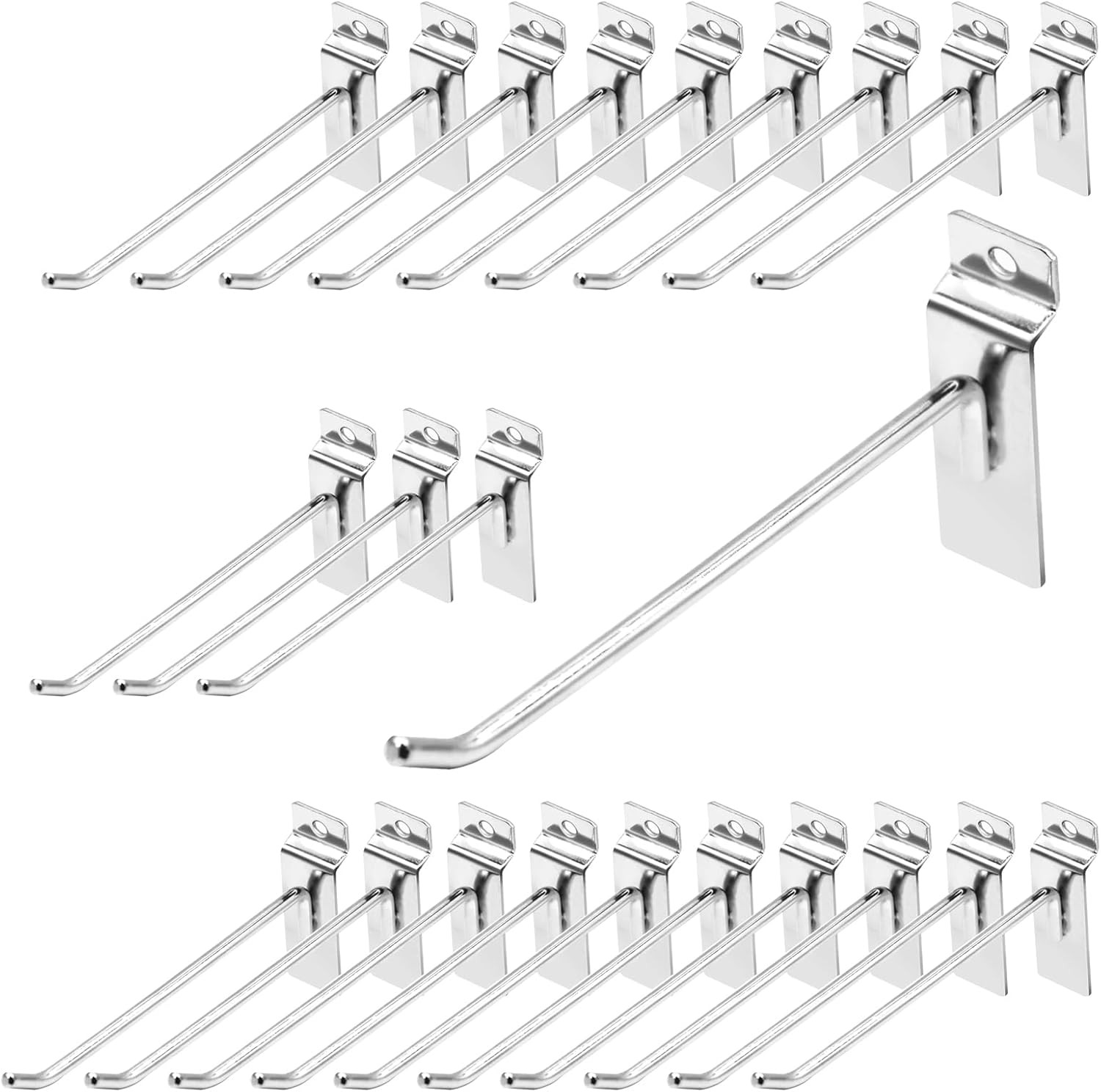 30Pcs 6 Inch Silver Slatwall Panel Hooks, Heavy Duty Slat Wall Hanging Display