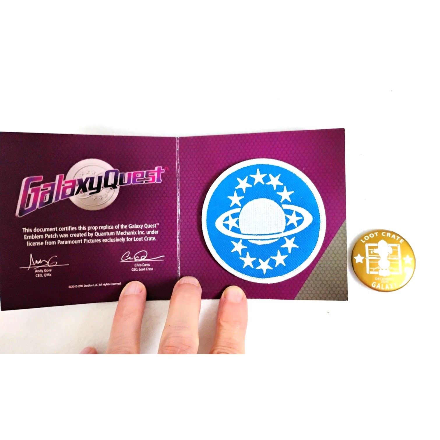 Galaxy Quest Emblem Patch Loot Crate Exclusive Designer Pin Licensed 2015