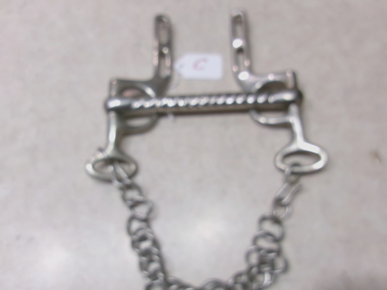5.5" Large Horse Straight Mouth Leverage Bit  With  Curb Chain, Pre-Owned, Nice