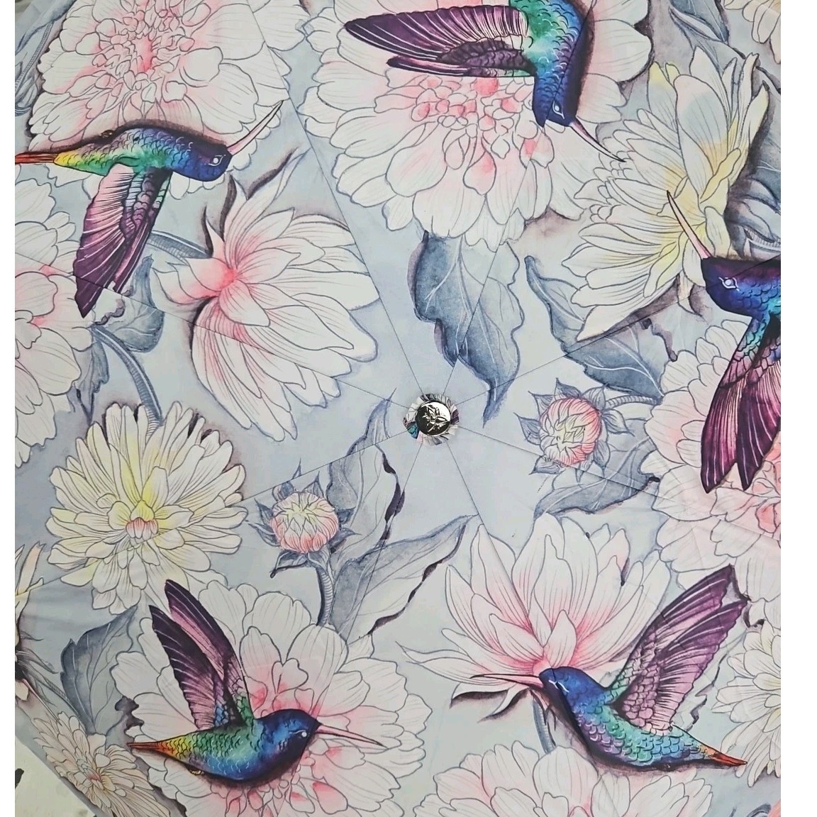 Anuschka Rainbow Birds Auto Open Close Umbrella UV 50+ Floral Bird NWT