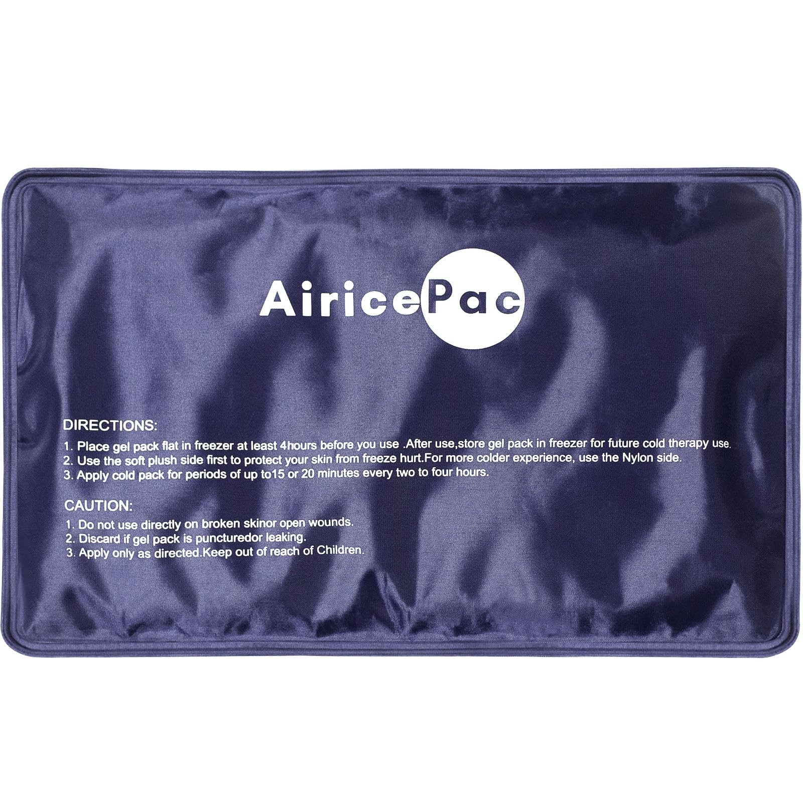 AiricePac Ice Packs for Injuries Reusable, Gel Cold Pack 7”x 11”, Blue