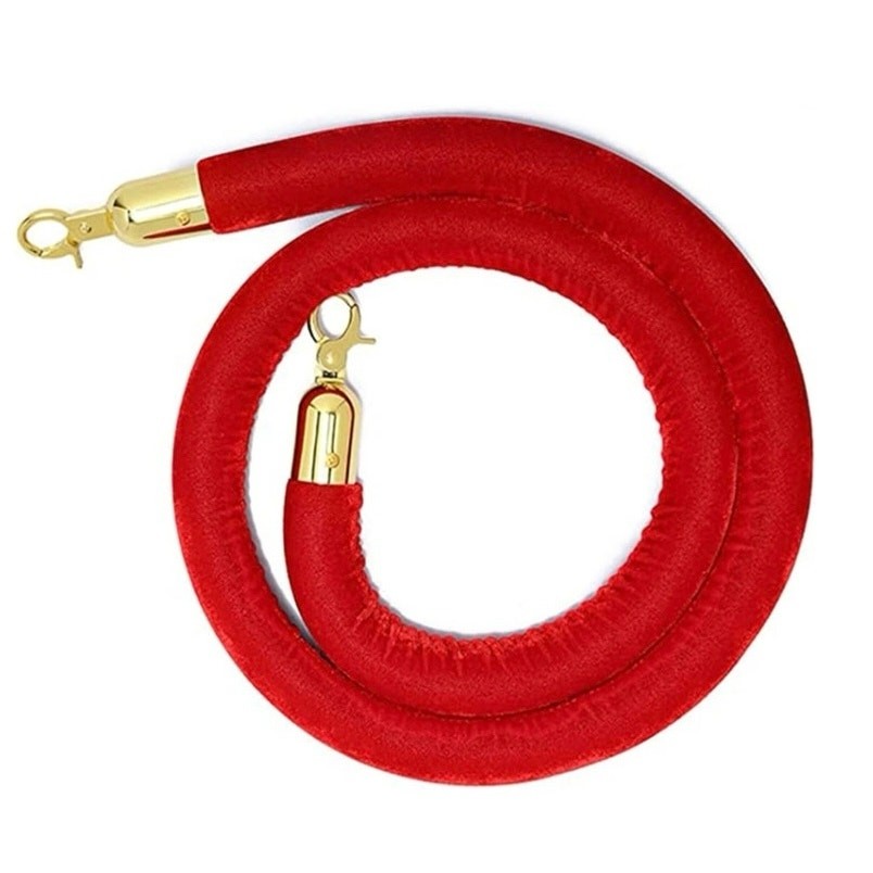 Red velvet crowd control ropes stanchion with gold clasps 5ft 60 inch 155 cm