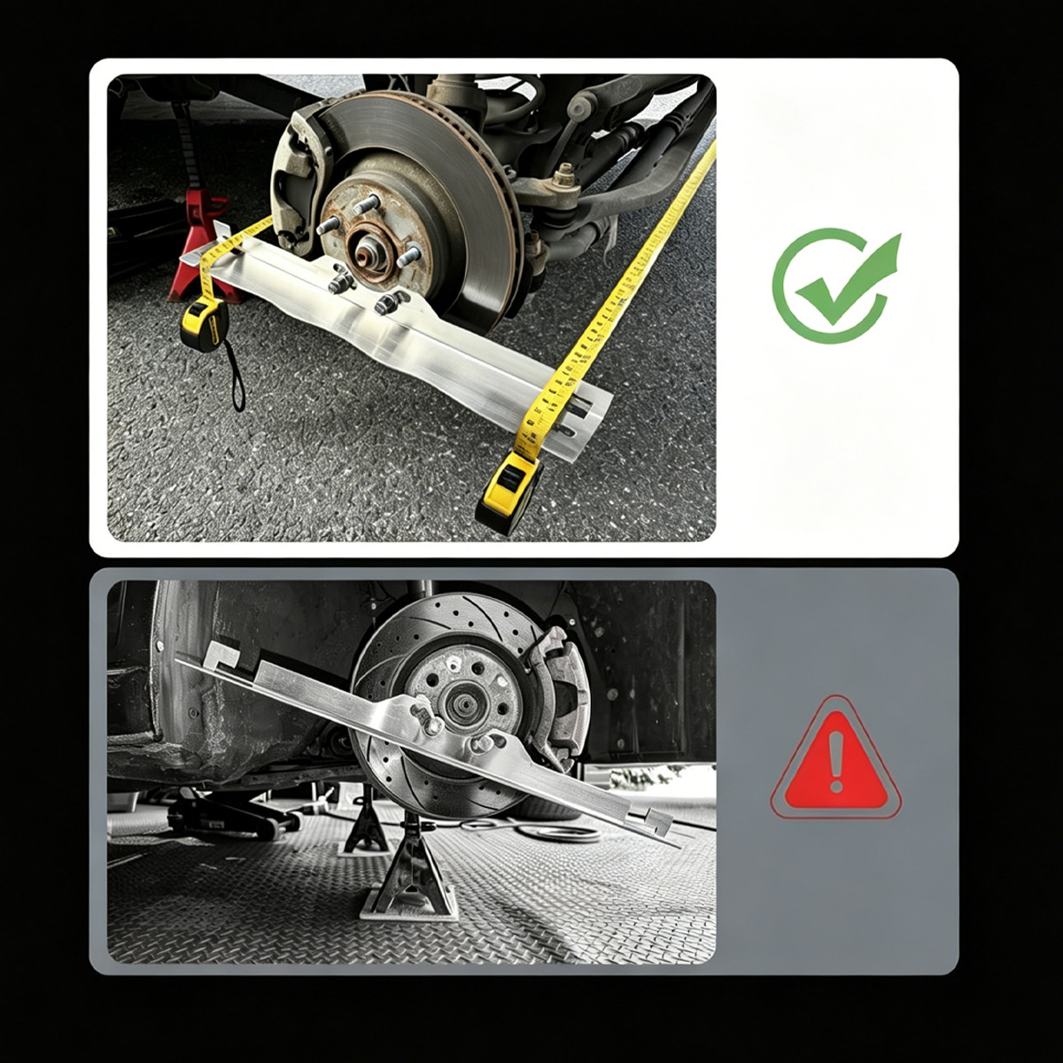 New Stainless Steel Wheel Alignment Tool Kit with Safety Slot & 2x Tape Measures