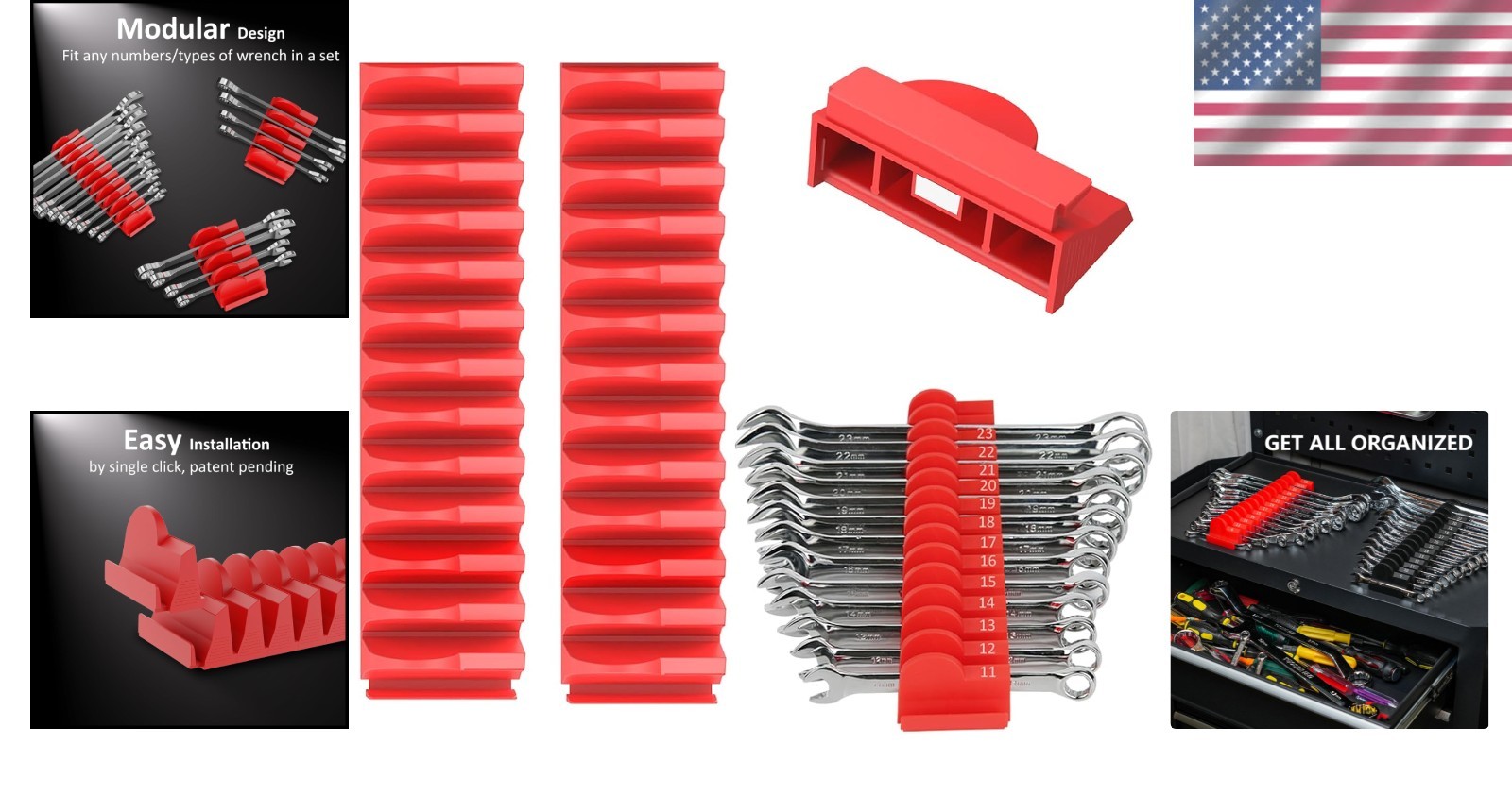 24pcs Magnetic Modular Wrench Organizers: Ultimate Tool Drawer Solution