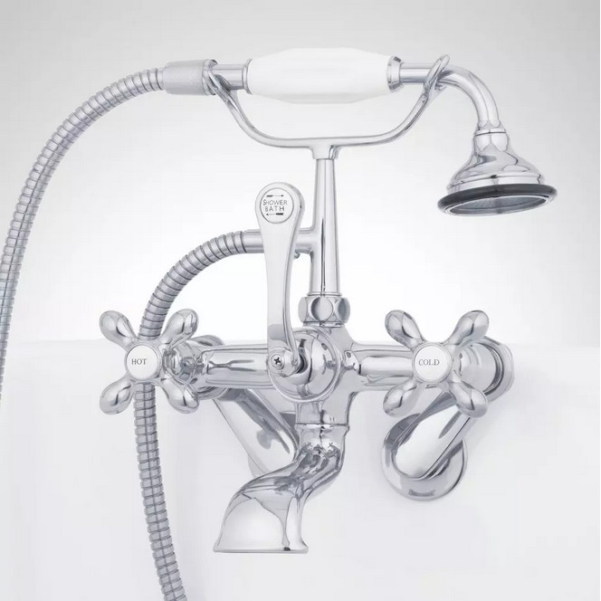 SIGNATURE HARDWARE ENGLISH TELEPHONE FAUCET-LESS HANDLES -CHROME