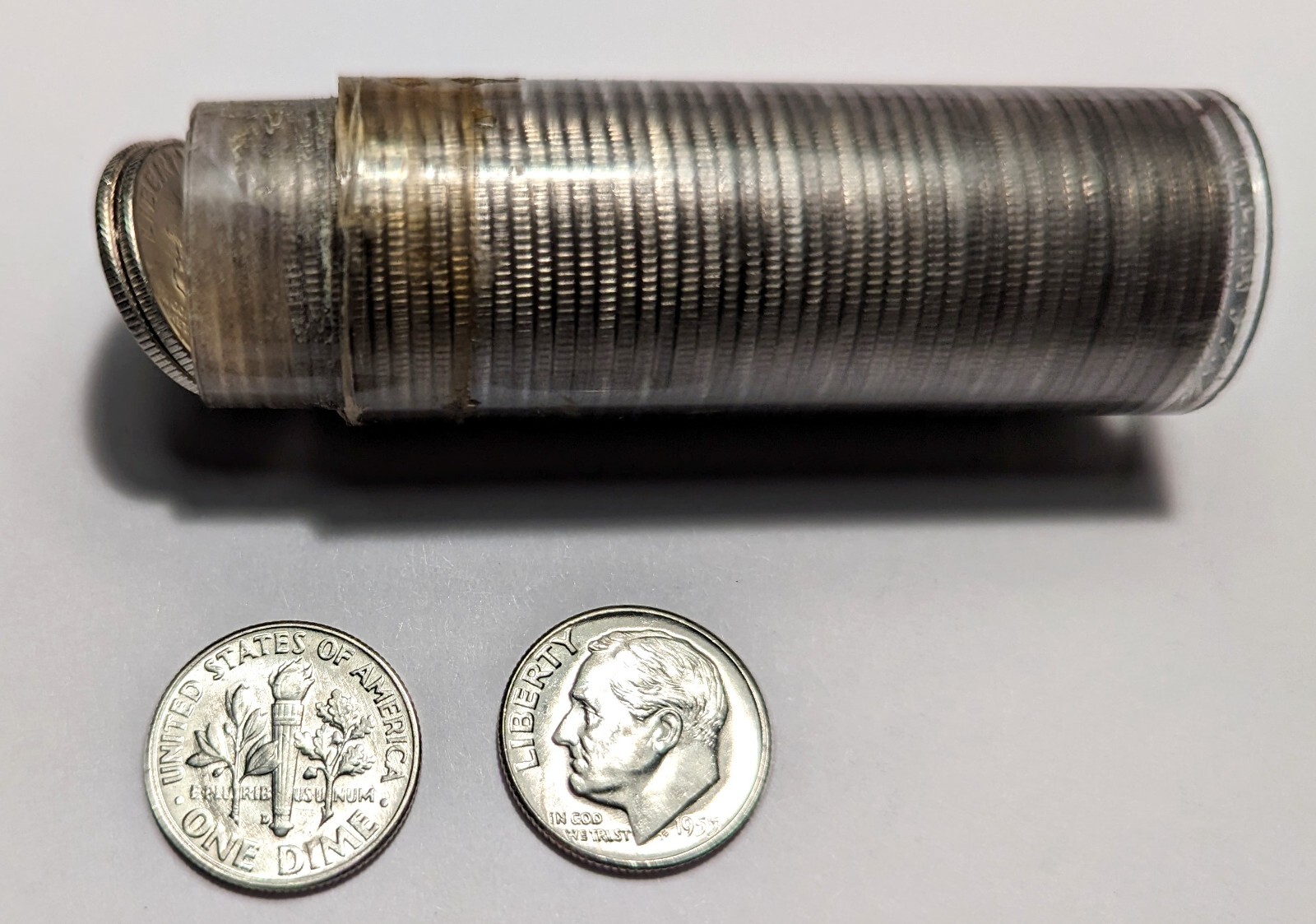 1955-D US Dime, Uncirculated, 65 Grade Estimate