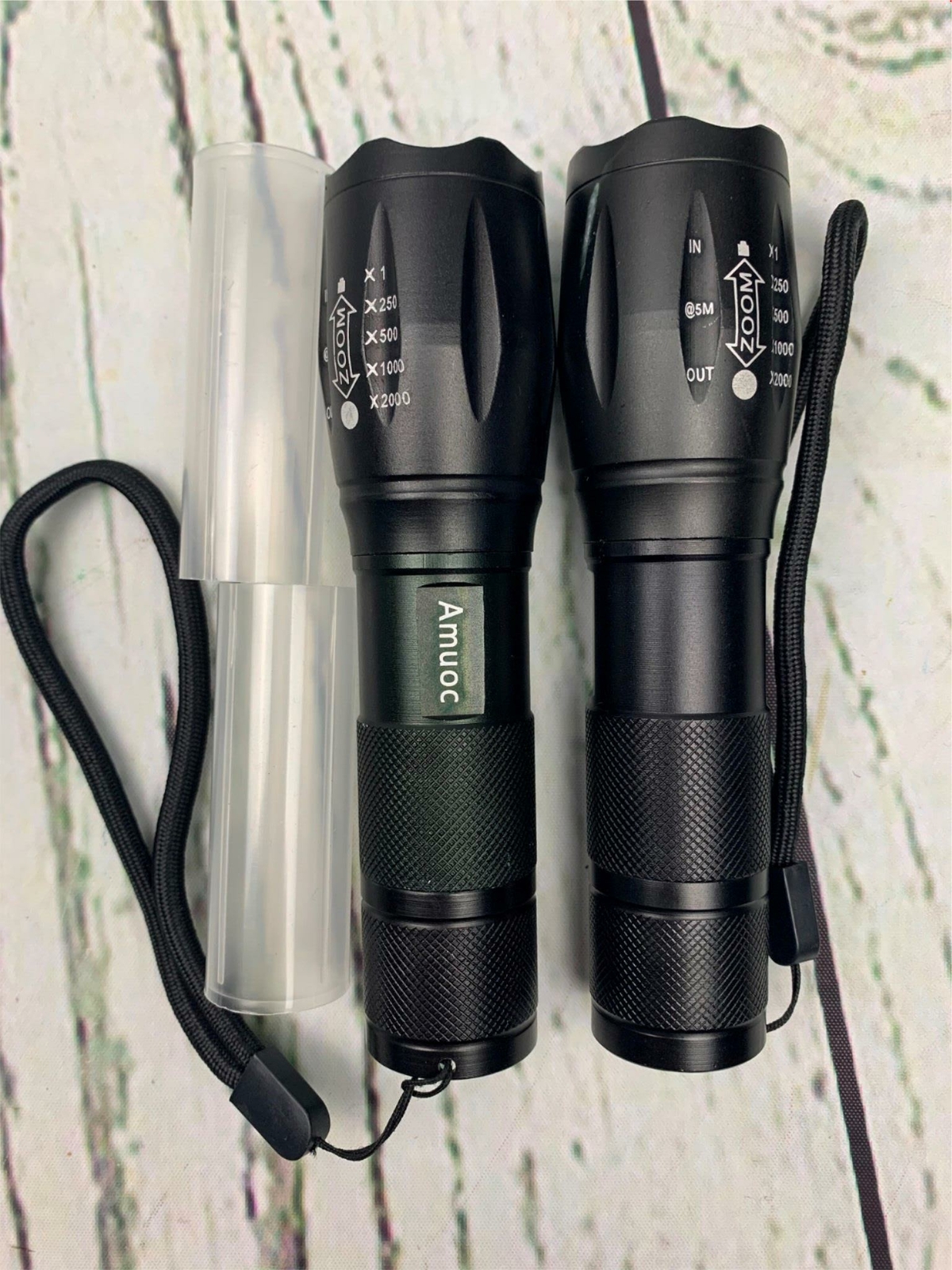 Amuoc Flashlight Upgrader LED Tactical Flashlight S1000 High Lumen 5 Modes 2pk