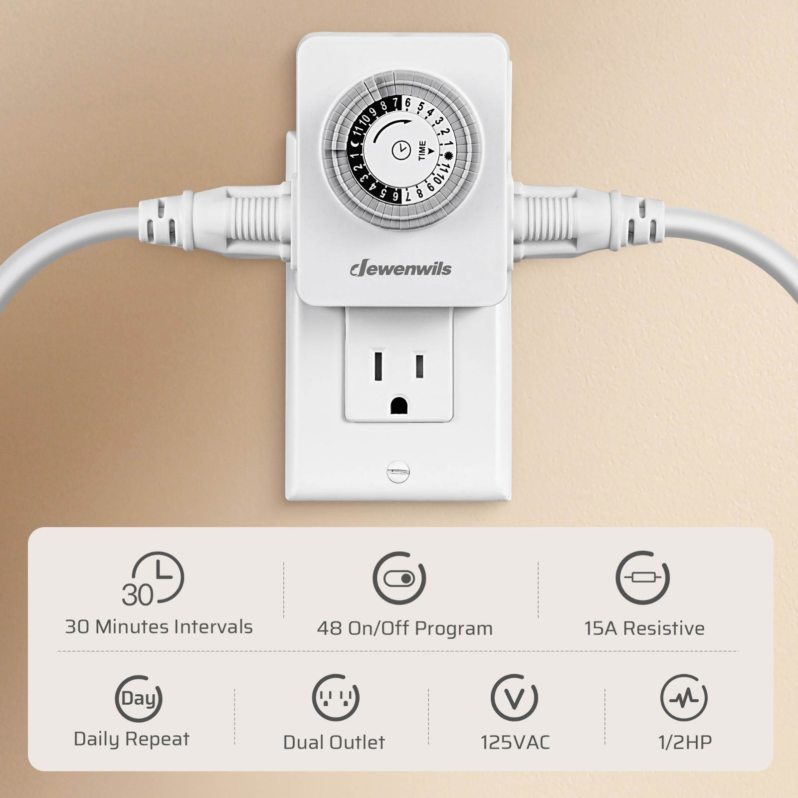 6 Pack Indoor Outlet Timer, 24Hr Programmable, 1875W,Grow Light & Lamp