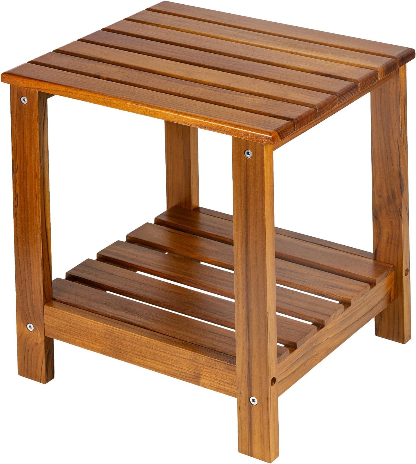 Utoplike Teak Side Table Outdoor, Patio End Table Double Layer, Wooden Coffee...