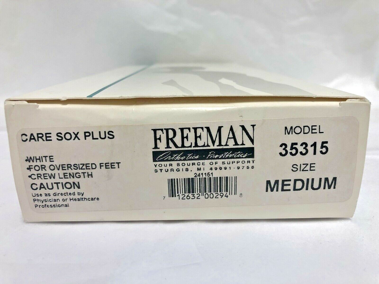 Freeman Care Sox Plus Support Socks For Oversized Feet, White Model 35315