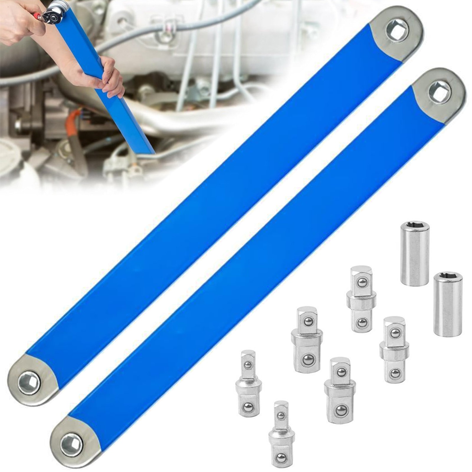 Offset Extension Wrench Set Ratchet Spanner Wrench with 4 Extender Adapter 2Pcs