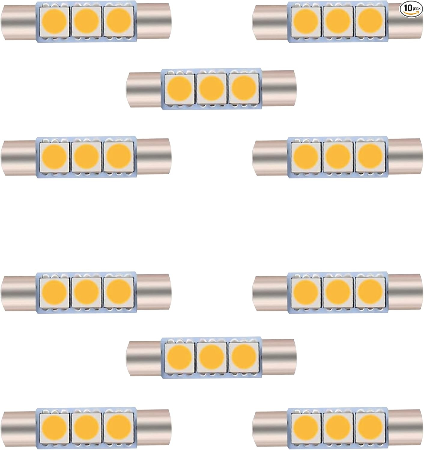 10 PCS 6614F LED Bulbs, 28mm Car Vanity Mirror Lights and Su Color: Warm-White