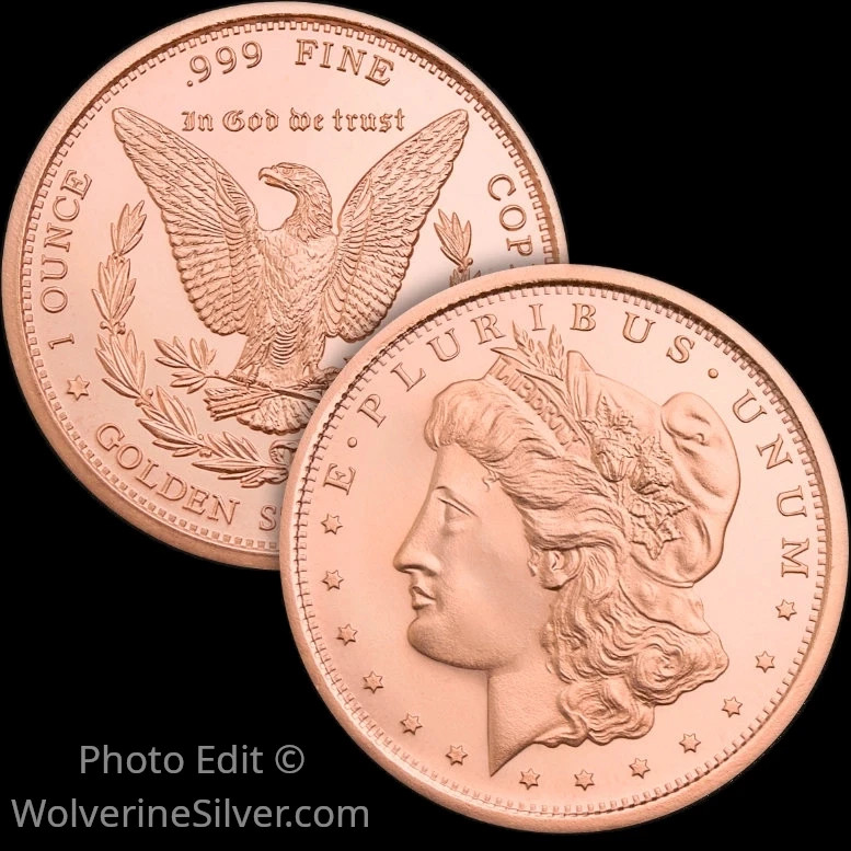 1 Oz. Solid .999 Fine Copper Round - Morgan Dollar Design - Golden State Mint