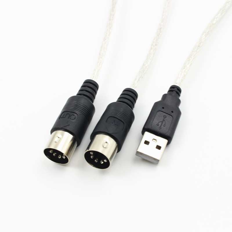 USB IN-OUT MIDI Interface Cable Converter PC to Music Keyboard Adapter Plug