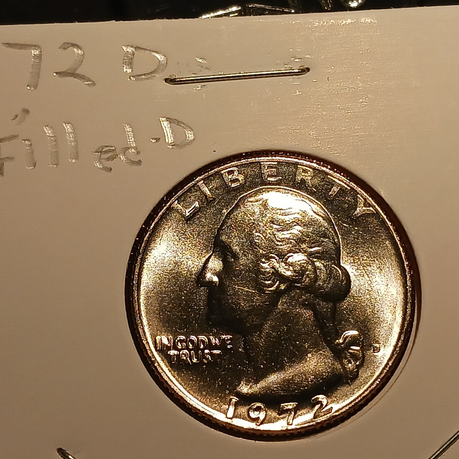 1972 D Washington Quarter BU Filled D