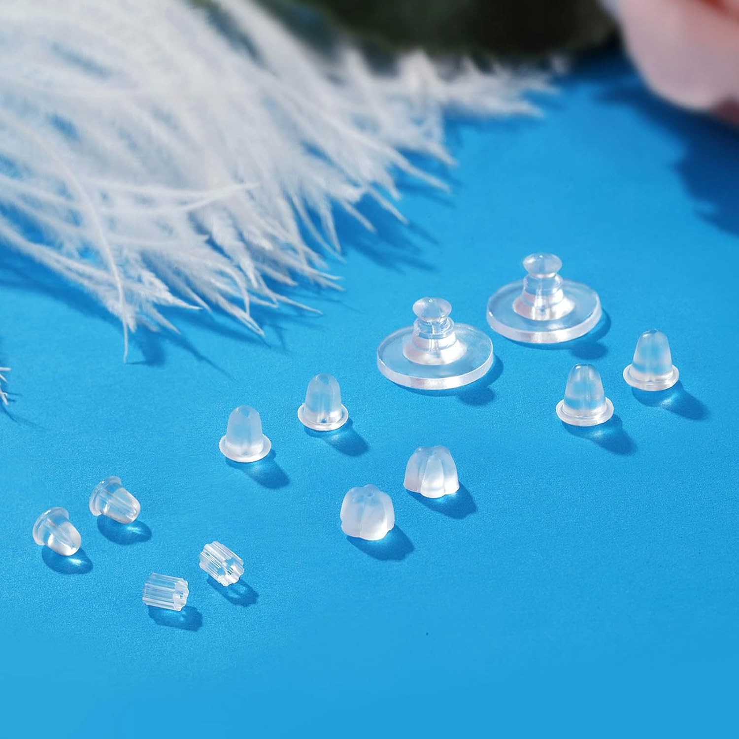12 Styles 600 Pcs Earring Backs for Studs, Clear Plastic Earrings Hypoallergenic