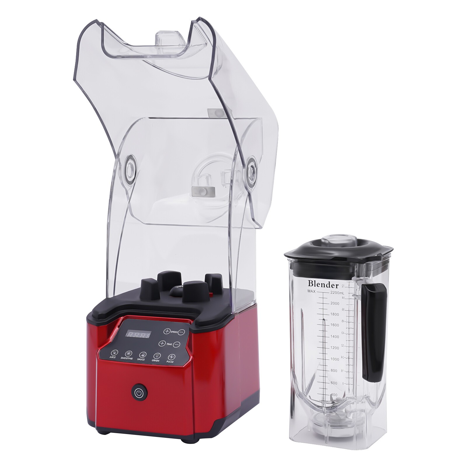 Professional Commercial Blender W/ Shield Quiet Sound Enclosure & Timer 2.2L