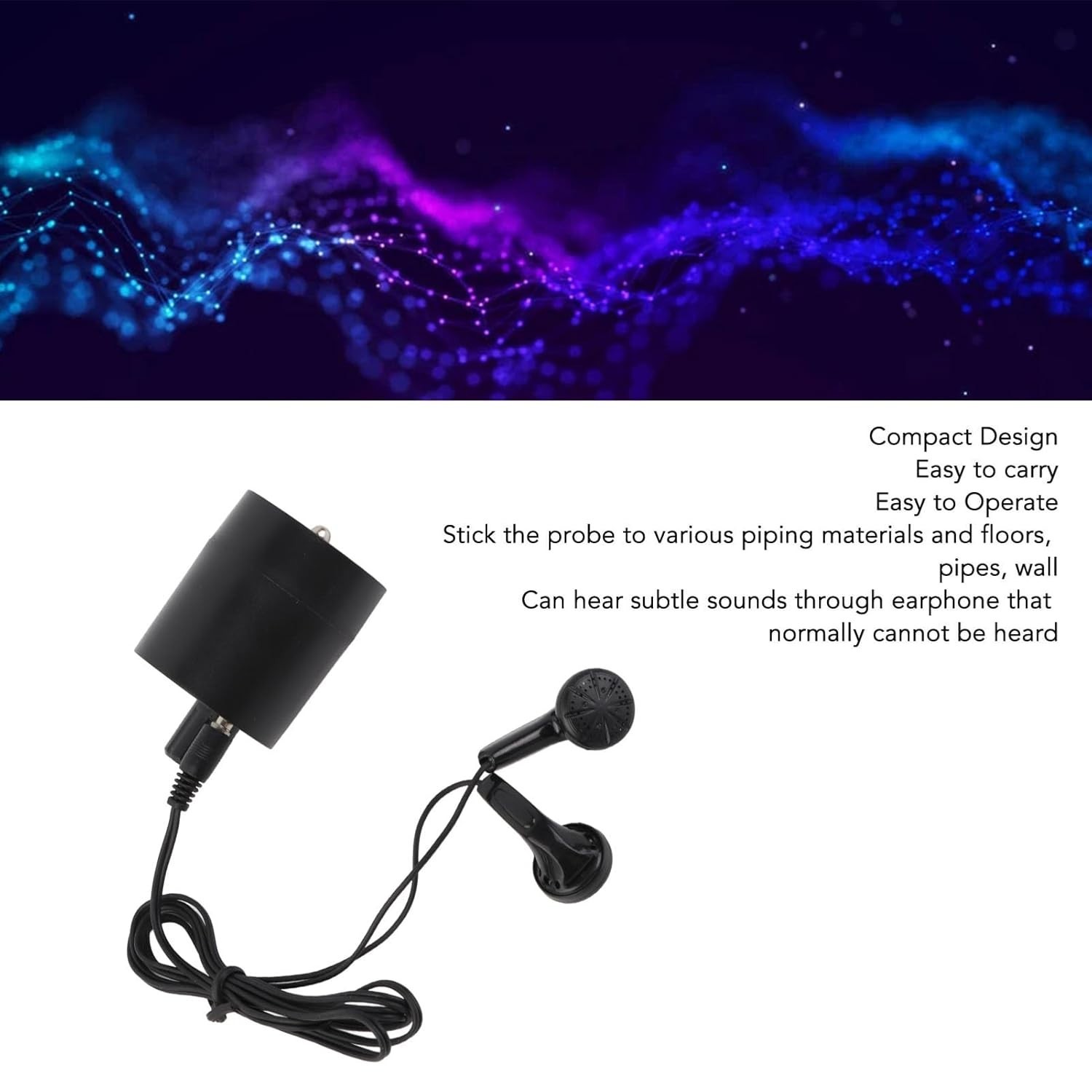 Compact Through Wall Sound Listening Device with Built-in Battery and Data Cable
