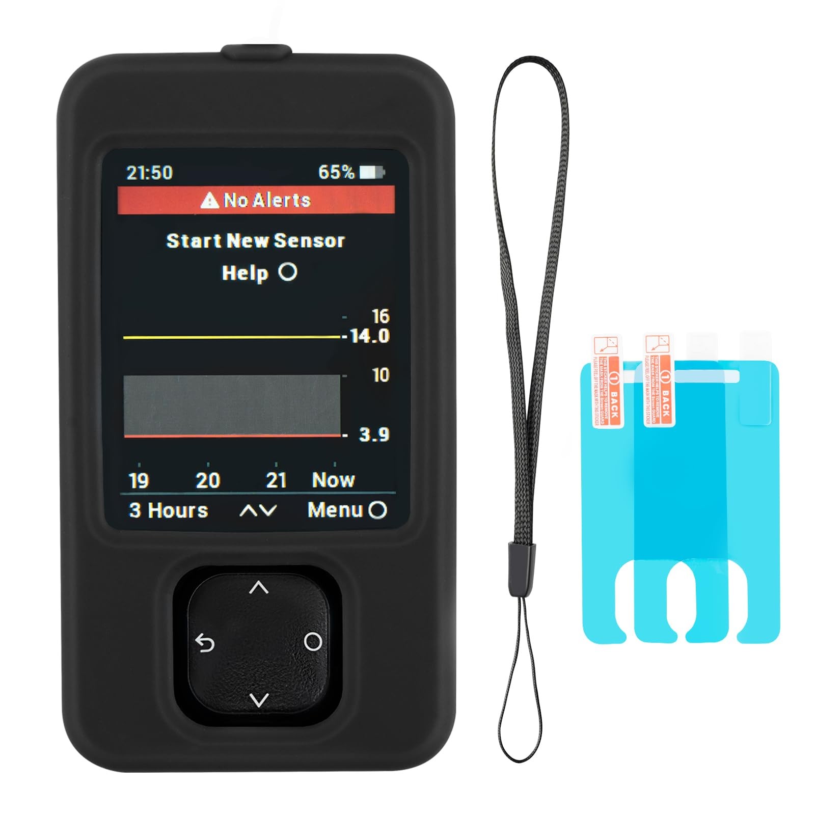 Swiatla Dexcom G7 Receiver Case with Wrist Lanyard and 2PCS Screen Black