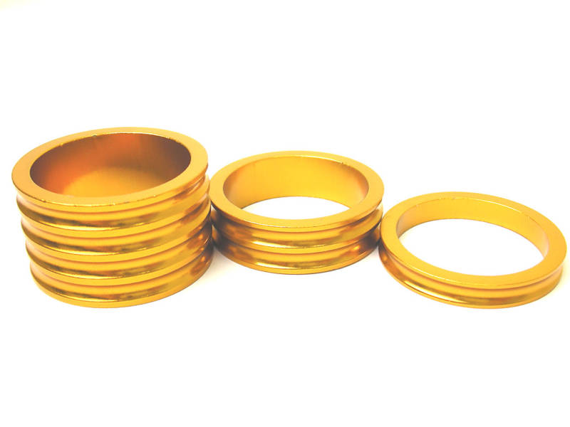 3 pc Bike Bicycle Stem Aluminum Spacer 1-1/8" 20 10 5mm Gold Color