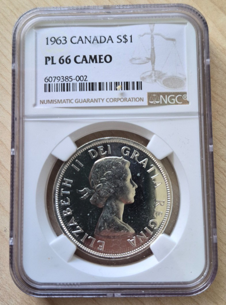 1963 $1 Canada Silver Voyageur Dollar, NGC PL66 CAMEO