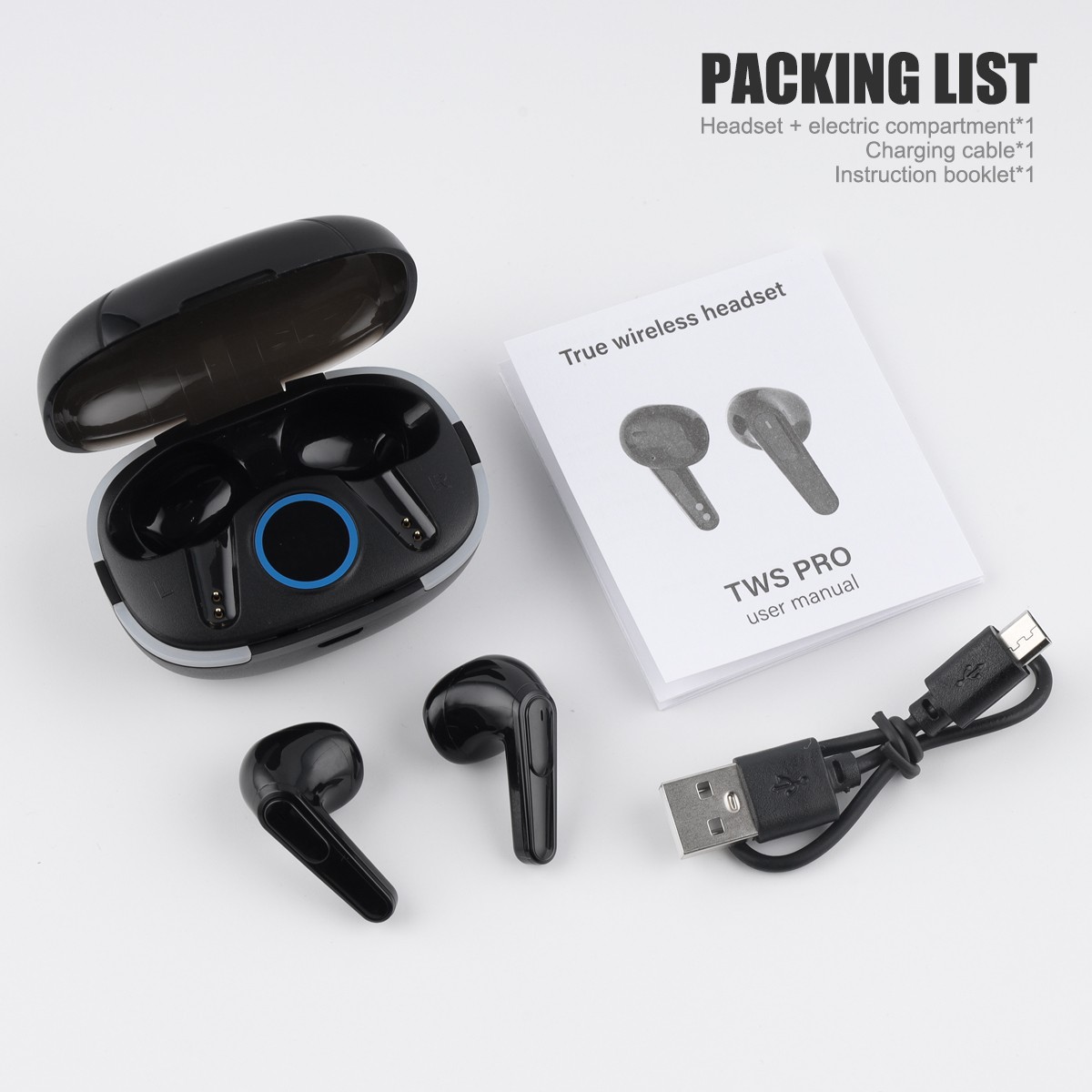 TWS Bluetooth 5.3 Earbuds Headset Wireless Noise Cancelling with Charging Case _