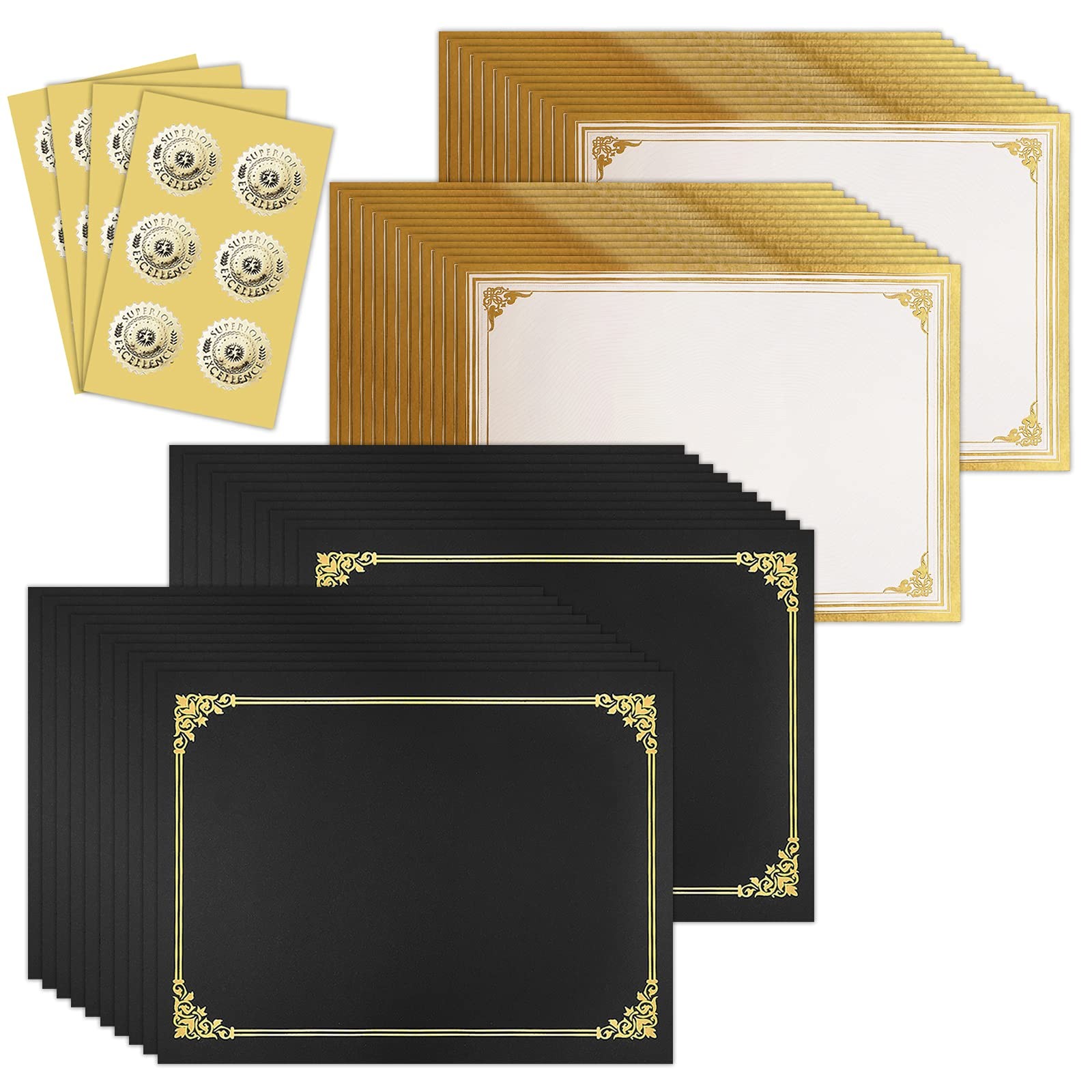 SUNEE 75pcs Certificate Kit, Includes 25pcs Black Certificate Holders & 25pcs...