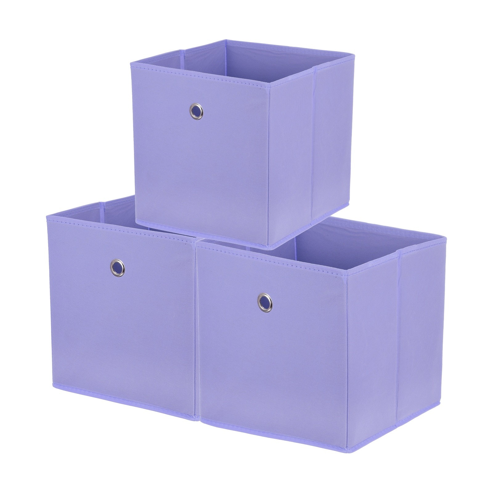 3 Pack Storage Cubes, 11 x 11 x 11 Inch Foldable Fabric Storage Bins, Purple