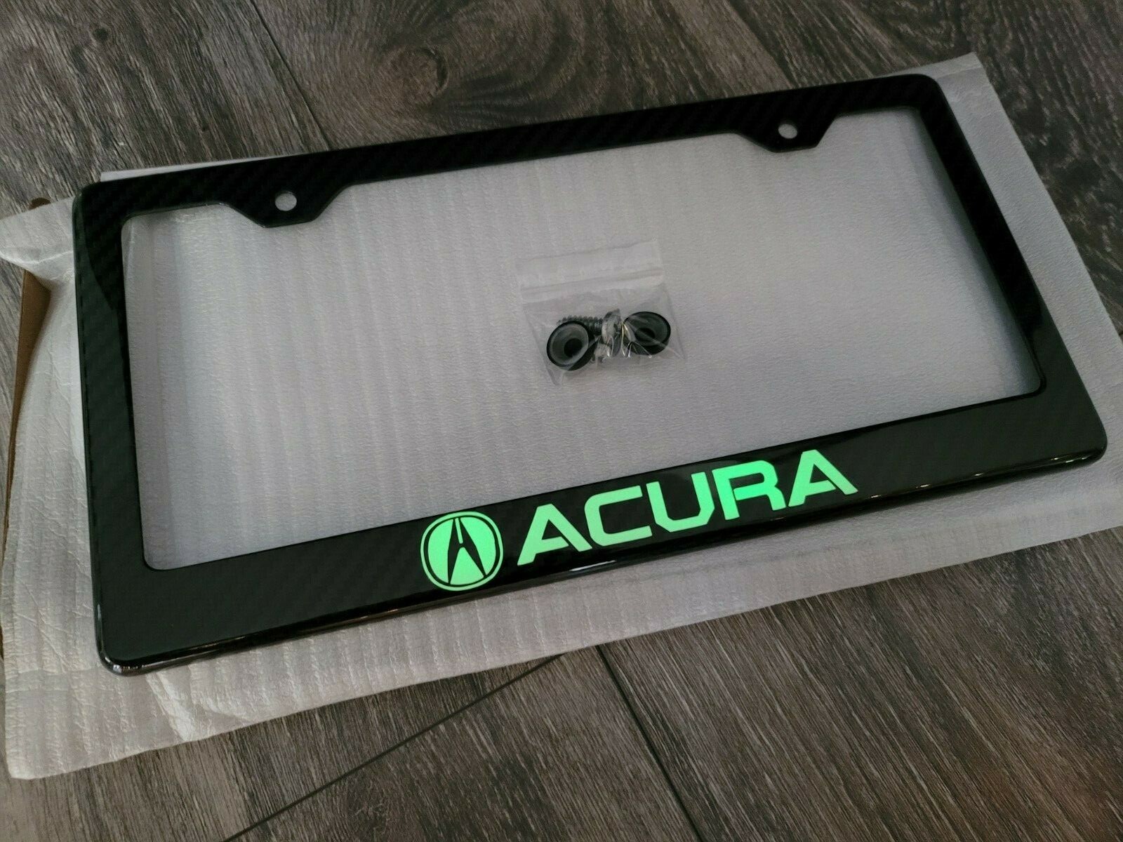 (Glowing) Acura 100% Black Carbon Fiber License Plate Frame Premium