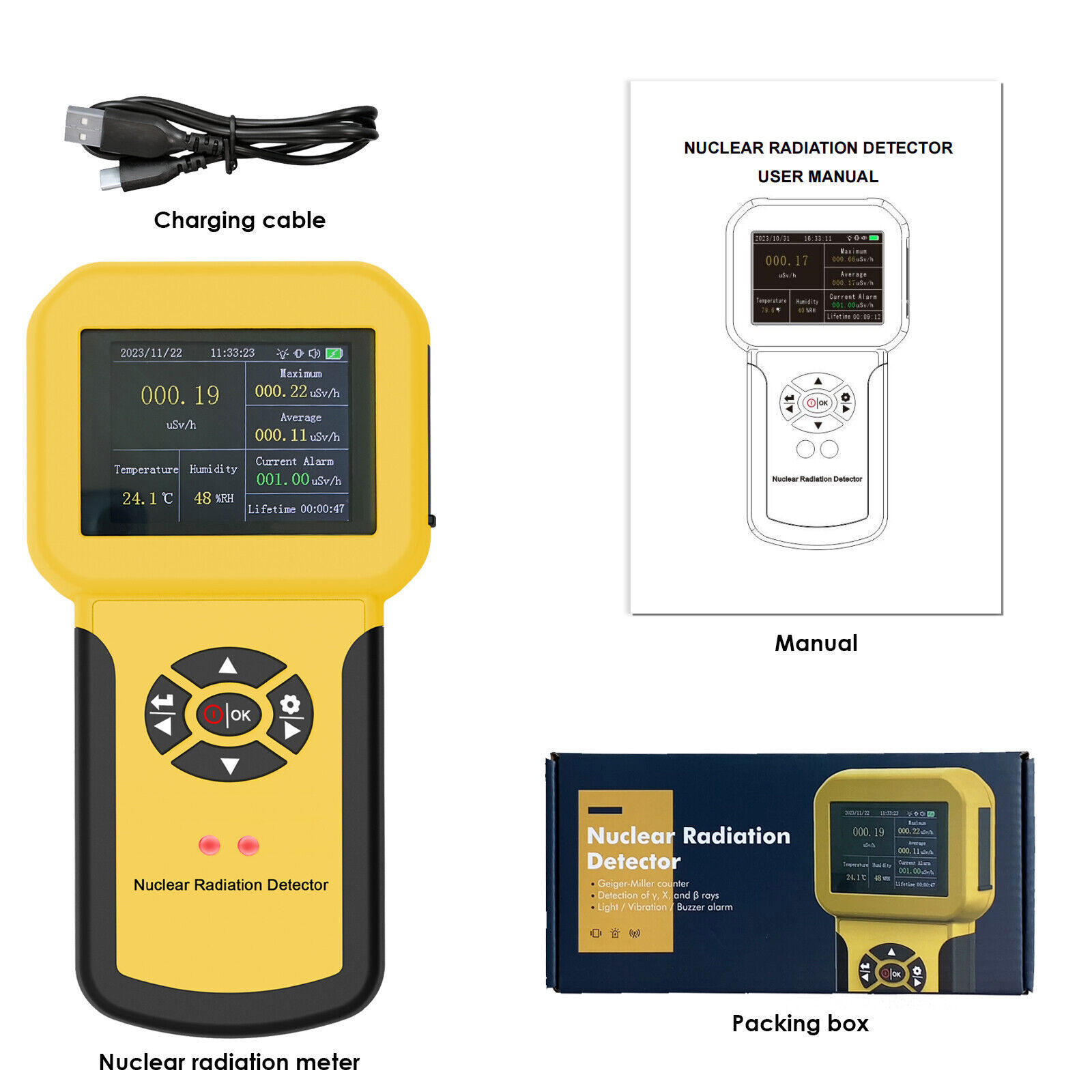 Digital LCD Electromagnetic Radiation Detector GM Meter β γ X-Ray Dosimeter Test