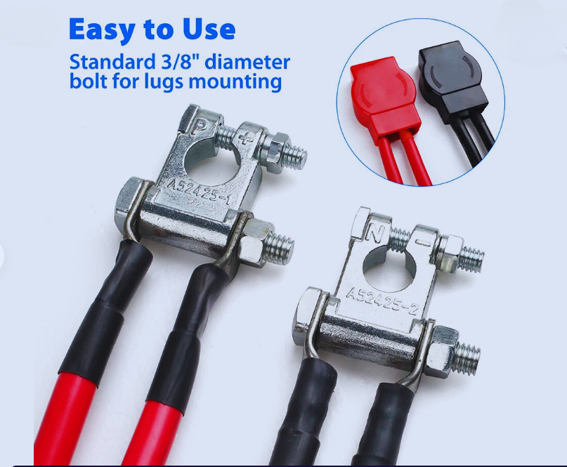 Military Spec Battery Terminal And Cover W/2 Gauge 3/8" Lugs For Marine Car Boat