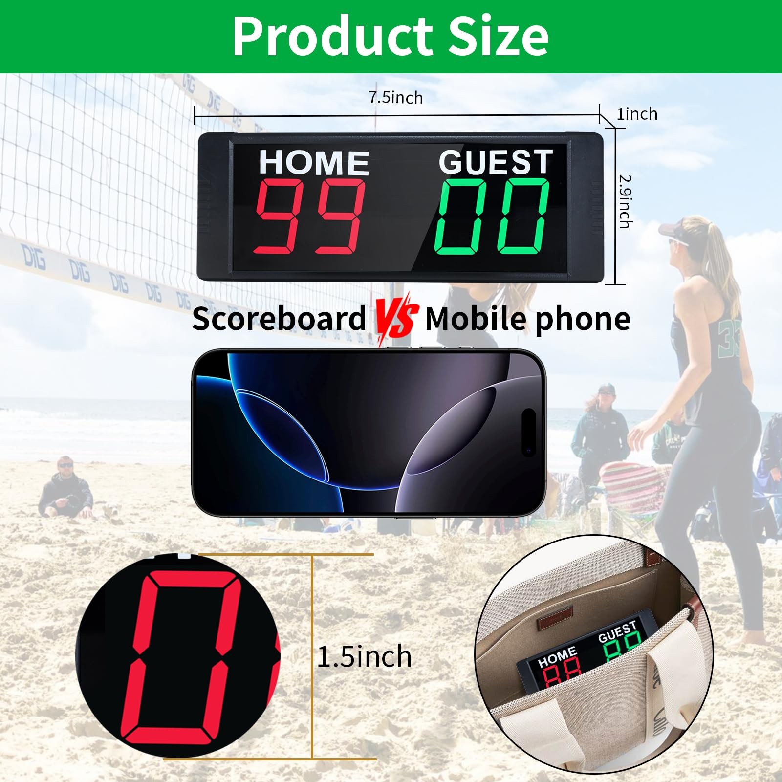 LED Portable Digital Scoreboard, Tabletop Electronic Scoreboard with Remote, ...