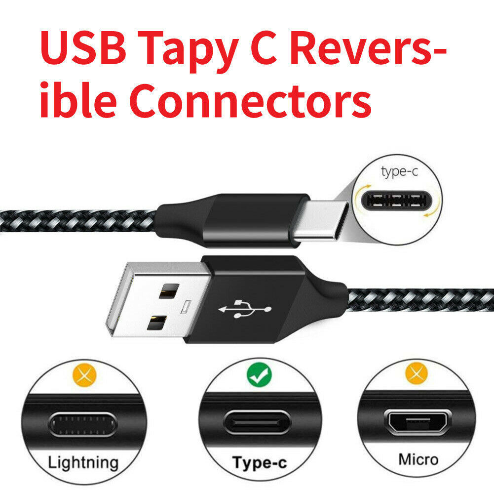 3Pack Braided USB C Type-C Fast Charging Data SYNC Charger Cable Cord 3/6/10FT
