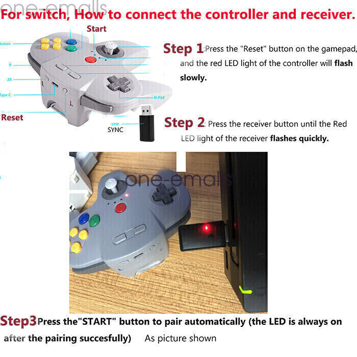 Wireless N64 Controller for Nintendo 64 Console/ Switch Mac Windows Rechargeable