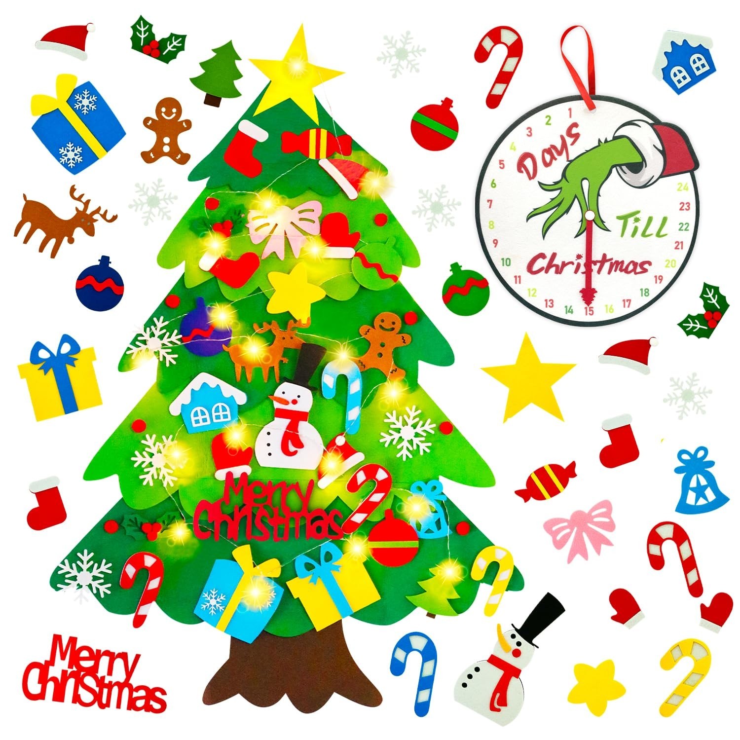 Felt Christmas Tree for Toddlers, 3.3 FT Felt DIY Tree Set for Kids Wall with...